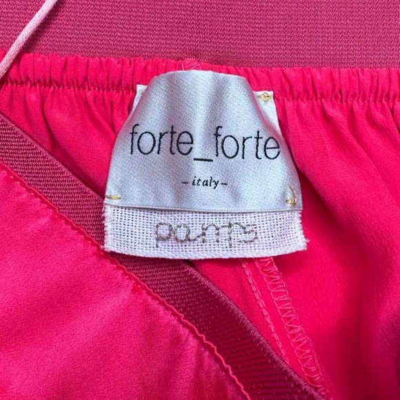 forte_forte Bright Pink Granadine Silk Cropped Pants - Picture 8 of 12